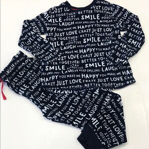 Primark Two-Piece Pyjama Set – Size 5–6 Yrs – Navy Blue Positive Message Print